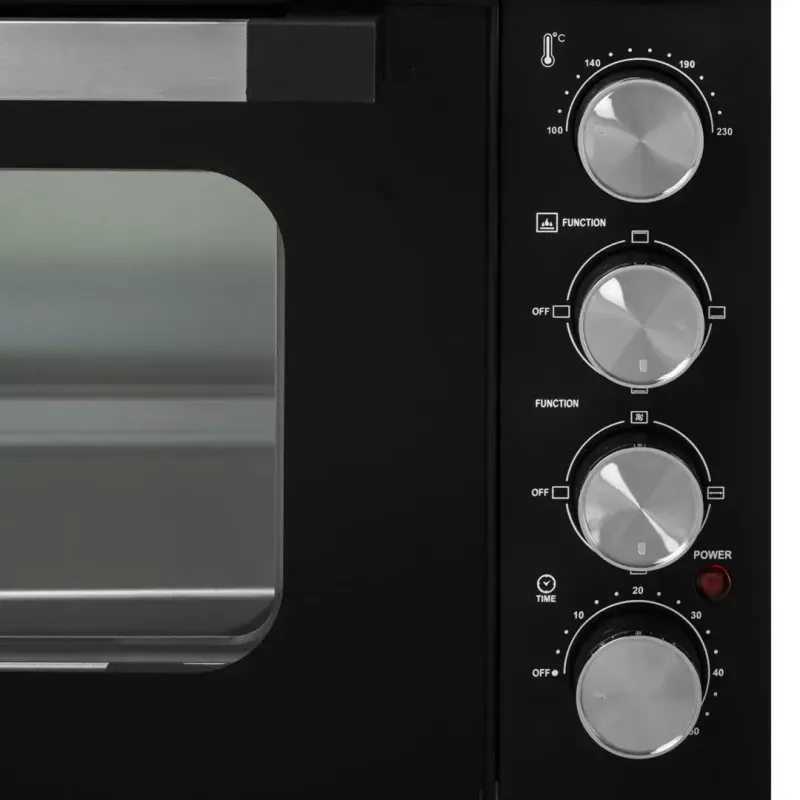 Mini-forno Adler AD 6030 — 30 L / 1500 W, temporizador mecânico, espeto rotativo, 230 °C, independente, preto