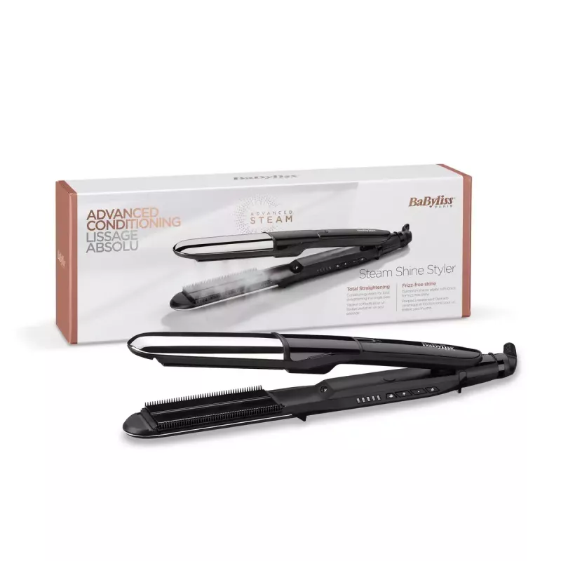 Alisador de cabelo BaByliss ST496E Steam Mist Styler, preto/prateado, cabo de 2,5 m