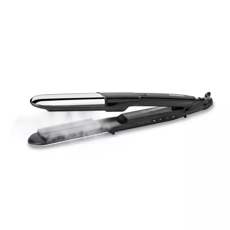 Alisador de cabelo BaByliss ST496E Steam Mist Styler, preto/prateado, cabo de 2,5 m