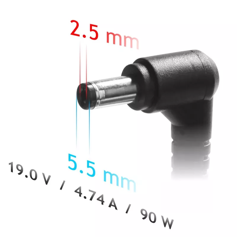 Fonte de alimentação para portátil Akyga AK-ND-10 para Asus / Toshiba / Lenovo, 90 W, 19 V / 4,74 A, 5,5 x 2,5 mm