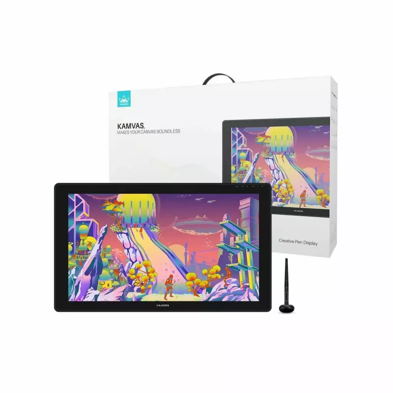 Huion Kamvas 24 Plus GS2402 tablet gráfico com ecrã, 23,8 polegadas QHD IPS 2560x1440, 16:9, 140% sRGB, 8192 níveis de pressão, 5080 LPI, USB-C, preto