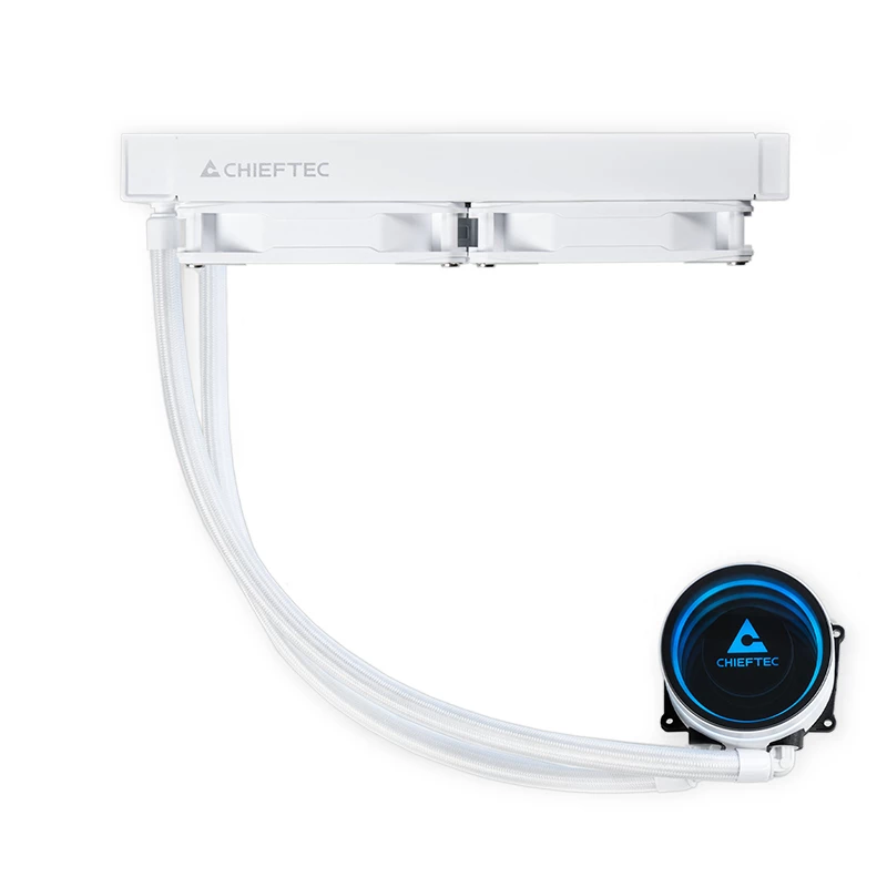 Refrigeração líquida All-in-One CHIEFTEC ICEBERG 240-RGB-W – radiador de 240 mm, 2 ventoinhas RGB de 120 mm, branco