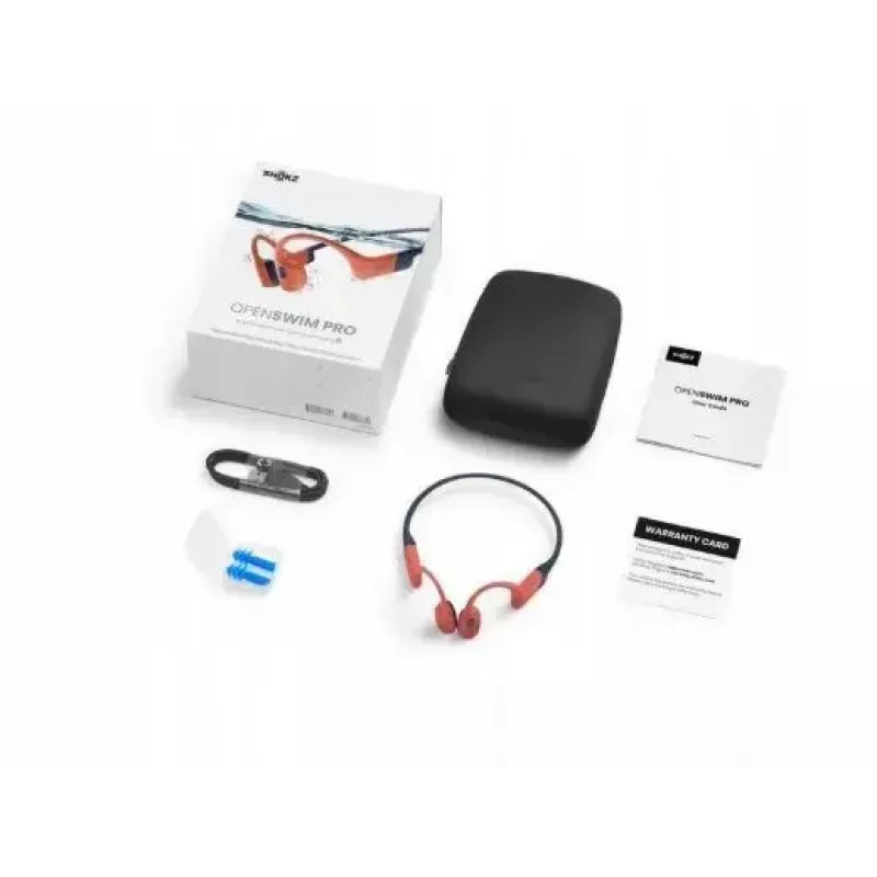 Shokz OpenSwim Pro auscultadores de condução óssea, IP68, 32 GB MP3, Bluetooth, até 9 h, USB-C, vermelho