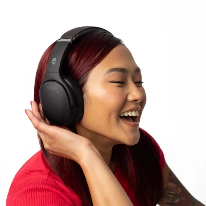 Auscultadores Skullcandy Crusher Evo – headset circum-auricular sem fios e com fios, Bluetooth 5.0, bateria de 40 h, USB-C, 3,5 mm, dobrável, preto
