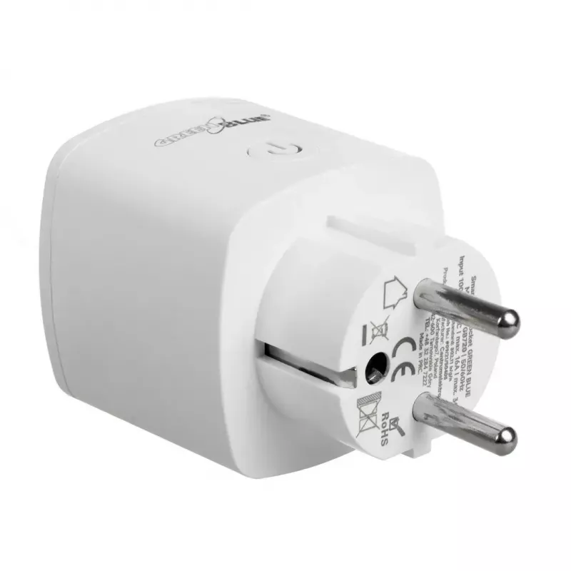 Tomada inteligente Wi‑Fi GreenBlue GB720F, ficha Type-F, carga máx. 2x16A (3680W), branco