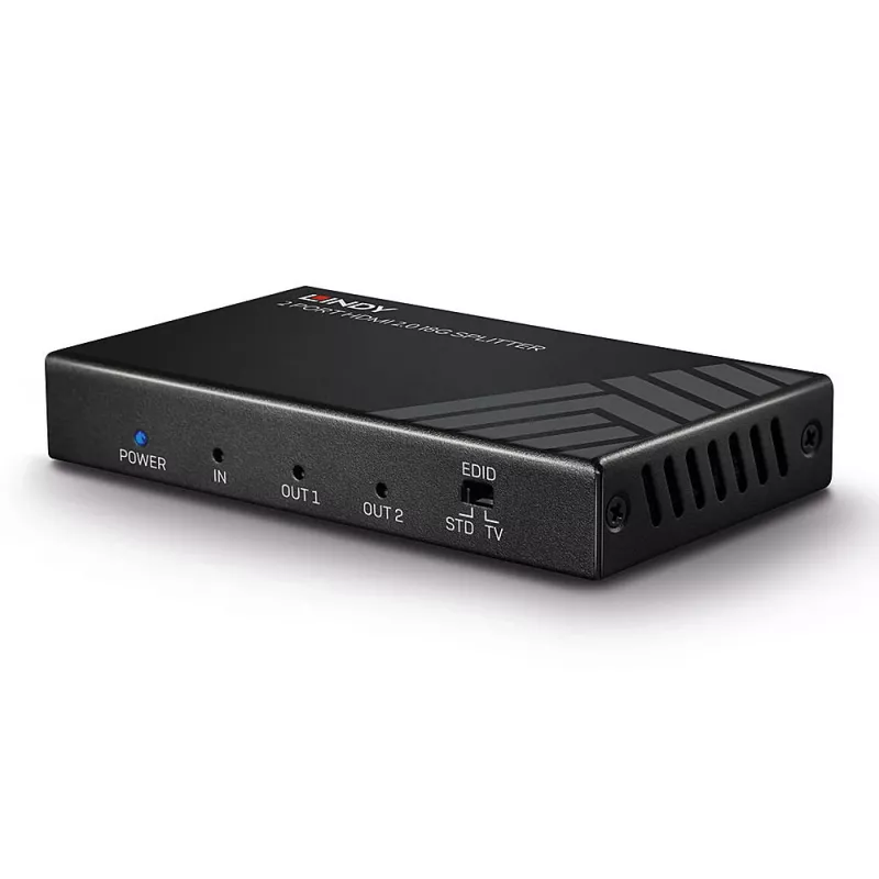 Lindy 38235 splitter HDMI 2.0 18G de 2 portas, 1x HDMI para 2x HDMI, HDR, HDCP 2.2, preto