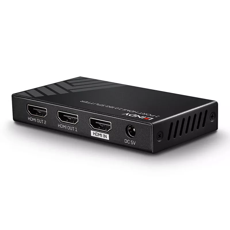 Lindy 38235 splitter HDMI 2.0 18G de 2 portas, 1x HDMI para 2x HDMI, HDR, HDCP 2.2, preto