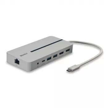 Estação de acoplamento mini USB-C Lindy DST-Mx Duo para portátil/MacBook com ecrã duplo (4K) e carregamento pass-through de 100 W