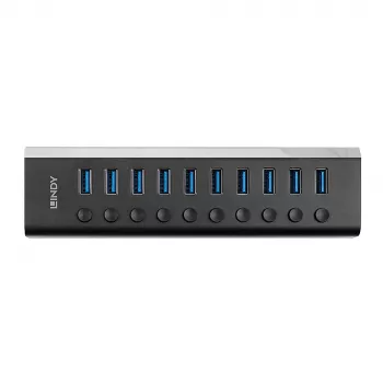 Hub USB 3.0 Lindy 10 portas com interruptores on/off
