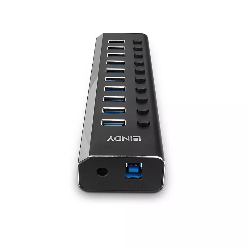 Hub USB 3.0 Lindy 10 portas com interruptores on/off