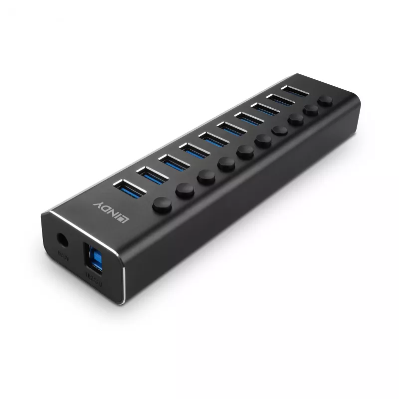 Hub USB 3.0 Lindy 10 portas com interruptores on/off
