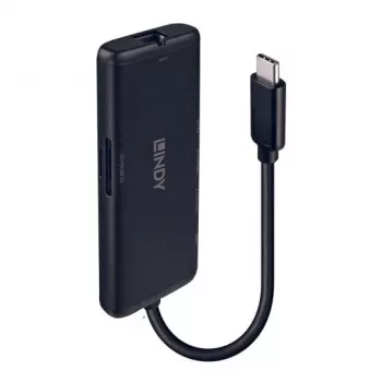 Estação de acoplamento mini USB-C para portátil Lindy DST-Mini com suporte 4K e carregamento pass-through de 100W