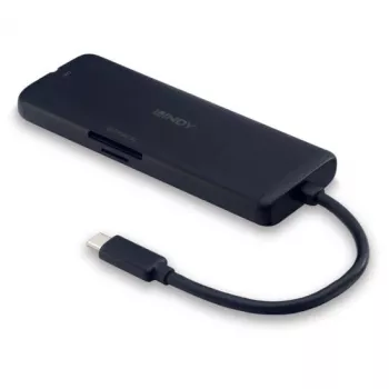 Estação de acoplamento mini USB-C para portátil Lindy DST-Mini com suporte 4K e carregamento pass-through de 100W
