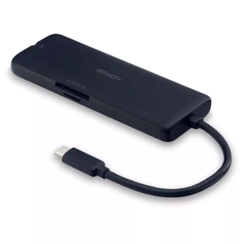 Estação de acoplamento mini USB-C para portátil Lindy DST-Mini com suporte 4K e carregamento pass-through de 100W