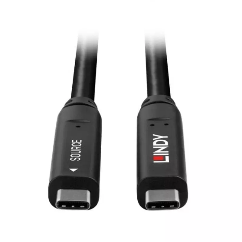 Cabo híbrido USB 3.2 Gen 1 e DP 1.4 Type-C Lindy 10m, 10 m, USB C, USB C, USB 3.2 Gen 1 (3.1 Gen 1), preto