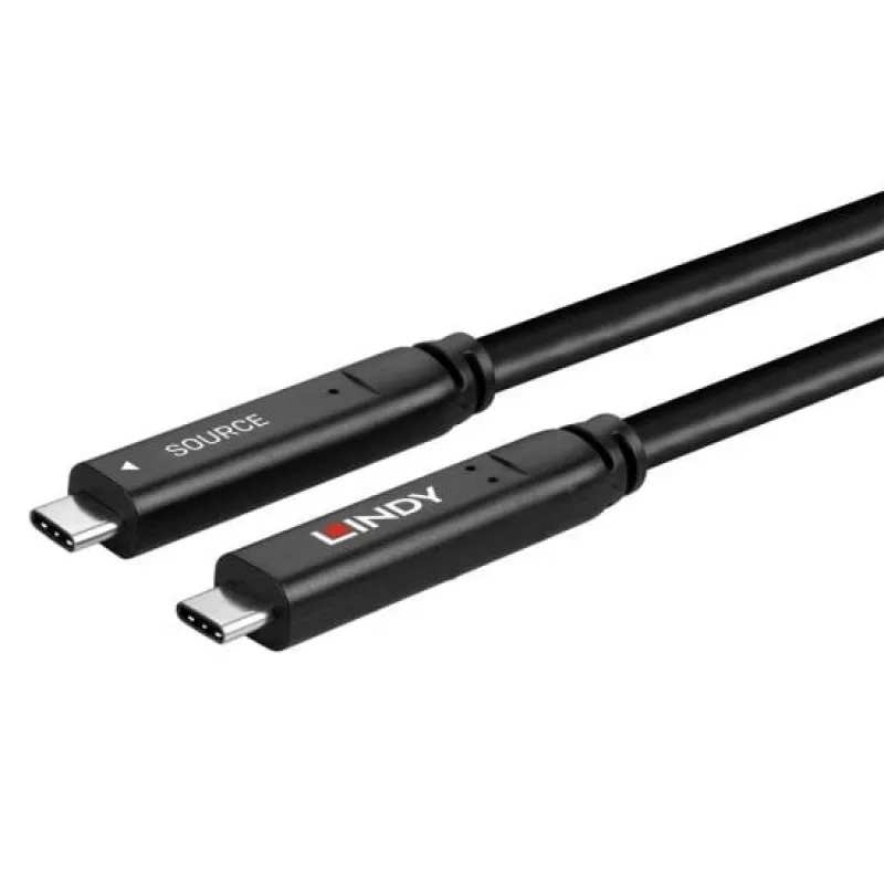 Cabo híbrido USB 3.2 Gen 1 e DP 1.4 Type-C Lindy 10m, 10 m, USB C, USB C, USB 3.2 Gen 1 (3.1 Gen 1), preto