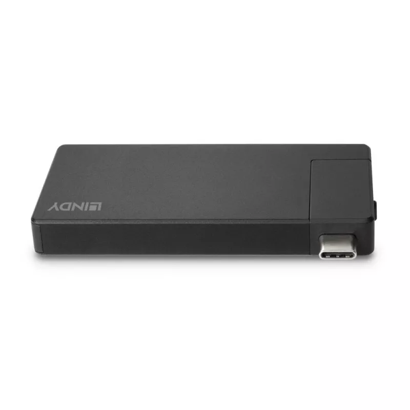 Estação de acoplamento micro USB-C para portátil Lindy DST-Micro com suporte 4K e carregamento pass-through de 100W
