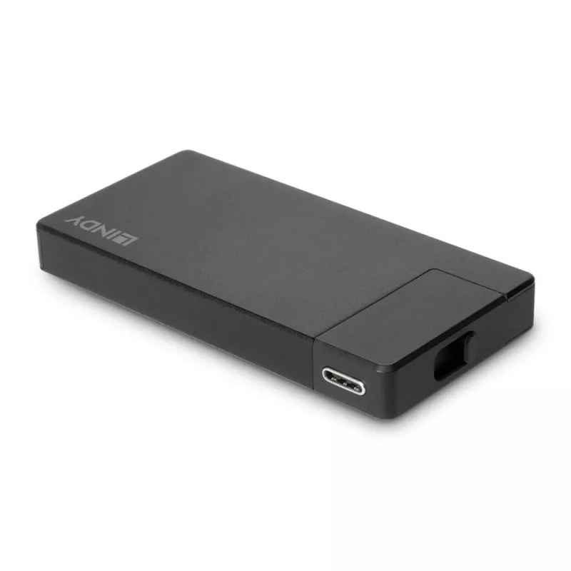Estação de acoplamento micro USB-C para portátil Lindy DST-Micro com suporte 4K e carregamento pass-through de 100W