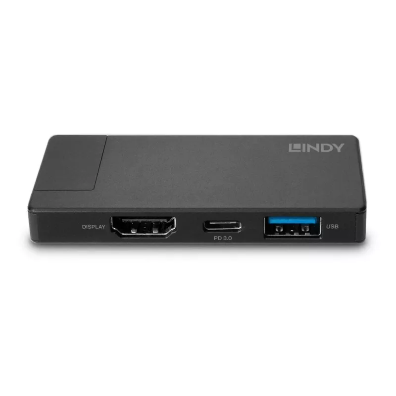 Estação de acoplamento micro USB-C para portátil Lindy DST-Micro com suporte 4K e carregamento pass-through de 100W