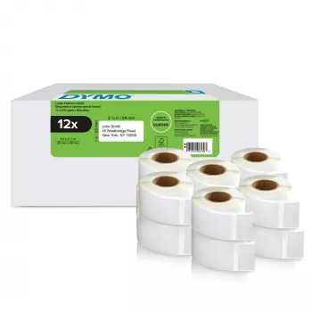 Etiquetas de devolução DYMO Authentic LabelWriter | 25 mm x 54 mm | Autoadesivas | 12 rolos com 500 etiquetas Easy-Peel cada (6.000 unid.) | para impressoras de etiquetas LabelWriter | Fabricadas na Europa