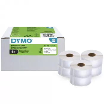 Etiquetas multiusos DYMO Authentic LabelWriter 32 mm x 57 mm 6 rolos com 1.000 etiquetas fáceis de destacar (6.000 unid.) autoadesivas para impressoras de etiquetas LabelWriter