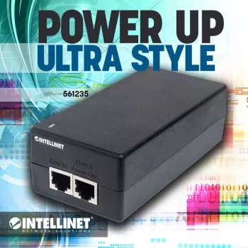 Intellinet Injetor Gigabit Ultra PoE+, 1 porta de 60 W, compatível com IEEE 802.3bt e IEEE 802.3at/af, caixa de plástico