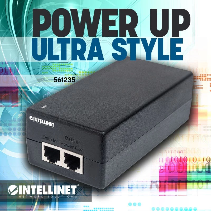 Intellinet Injetor Gigabit Ultra PoE+, 1 porta de 60 W, compatível com IEEE 802.3bt e IEEE 802.3at/af, caixa de plástico
