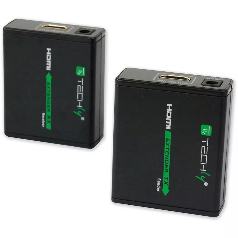 Transmissor e recetor AV TECHLY IDATA EXT-E70 — extensão HDMI através de cabo Cat6/6a/7, Full HD 1920x1080, 60 m, 10,2 Gbit/s, HDCP, preto