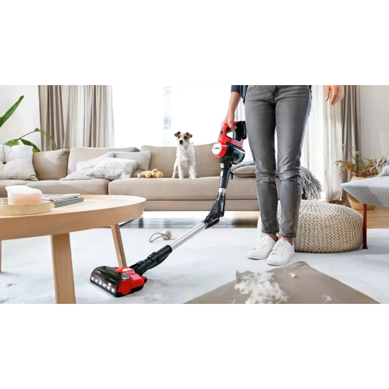 Bosch BBS711ANM Aspirador vertical/escova elétrica bateria seco sem saco 0,3 L preto, vermelho, aço inoxidável