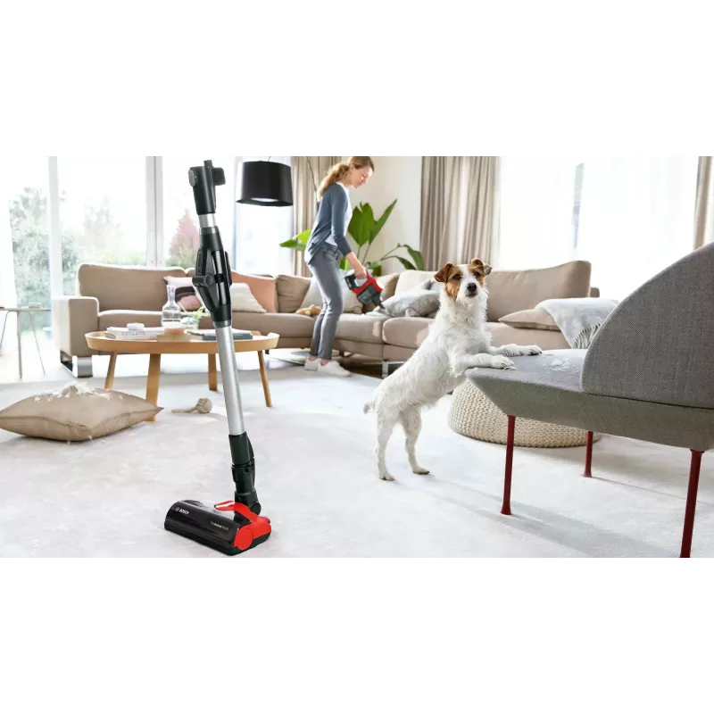Bosch BBS711ANM Aspirador vertical/escova elétrica bateria seco sem saco 0,3 L preto, vermelho, aço inoxidável