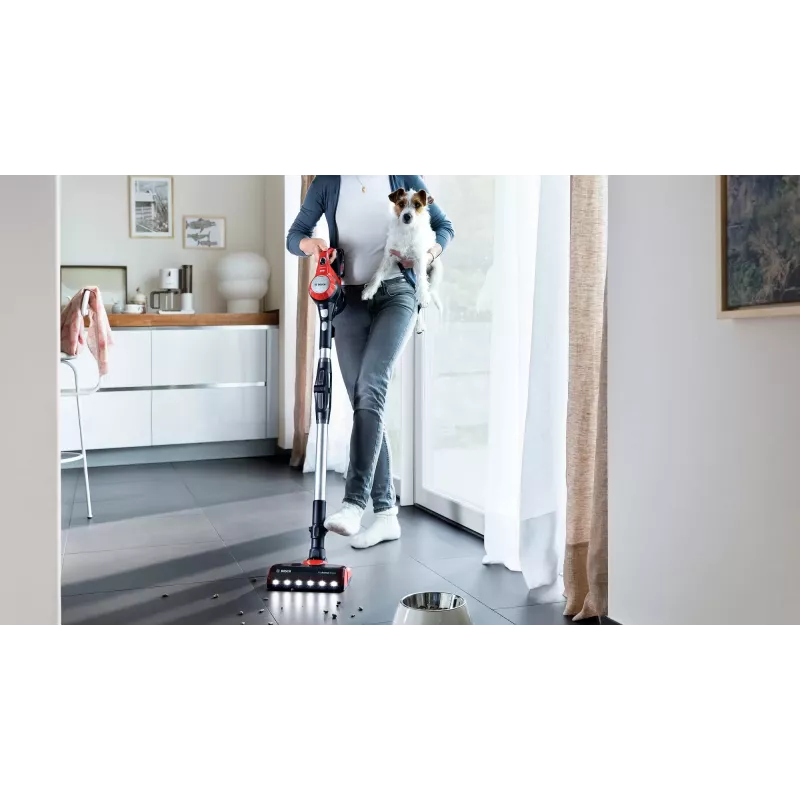 Bosch BBS711ANM Aspirador vertical/escova elétrica bateria seco sem saco 0,3 L preto, vermelho, aço inoxidável