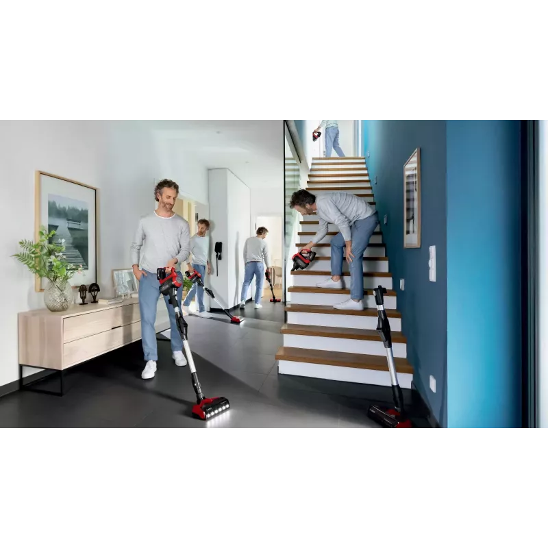 Bosch BBS711ANM Aspirador vertical/escova elétrica bateria seco sem saco 0,3 L preto, vermelho, aço inoxidável