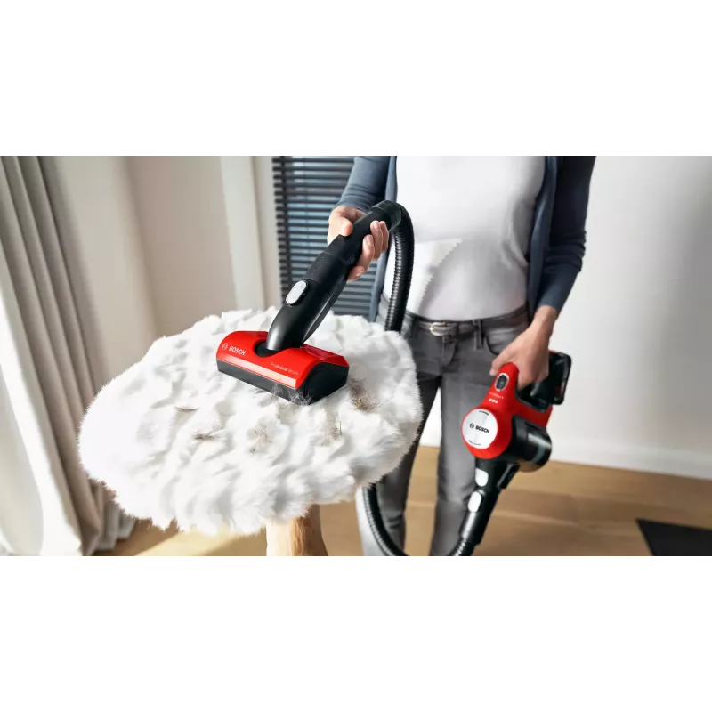 Bosch BBS711ANM Aspirador vertical/escova elétrica bateria seco sem saco 0,3 L preto, vermelho, aço inoxidável