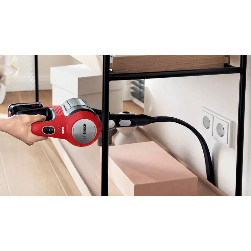 Bosch BBS711ANM Aspirador vertical/escova elétrica bateria seco sem saco 0,3 L preto, vermelho, aço inoxidável