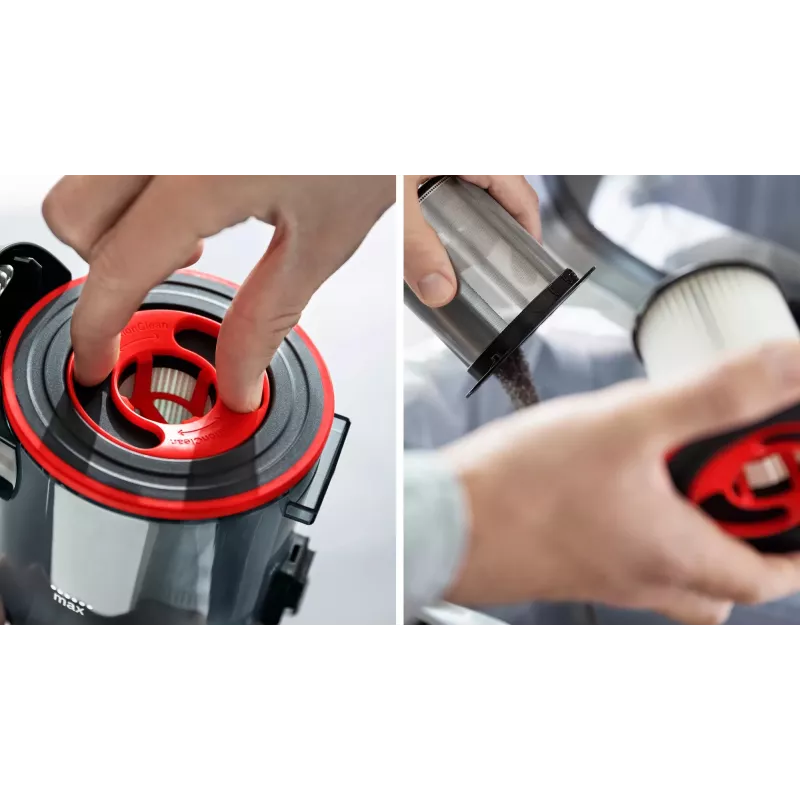 Bosch BBS711ANM Aspirador vertical/escova elétrica bateria seco sem saco 0,3 L preto, vermelho, aço inoxidável