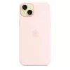 Capa de silicone Apple com MagSafe iPhone 15 Plus rosa claro
