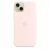 Capa de silicone Apple com MagSafe iPhone 15 Plus rosa claro