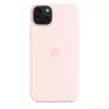 Capa de silicone Apple com MagSafe iPhone 15 Plus rosa claro