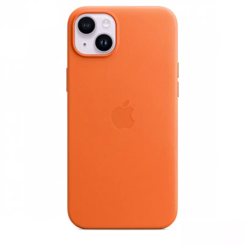 Capa de pele Apple com MagSafe iPhone 14 Plus laranja