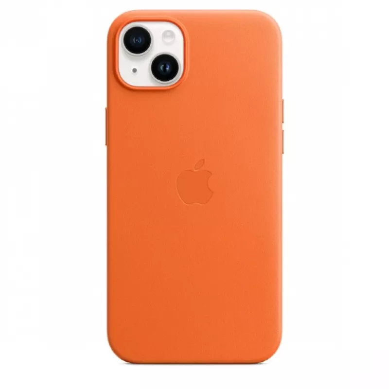 Capa de pele Apple com MagSafe iPhone 14 Plus laranja