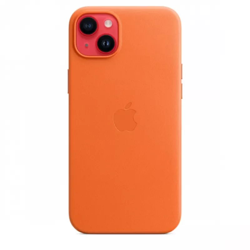 Capa de pele Apple com MagSafe iPhone 14 Plus laranja