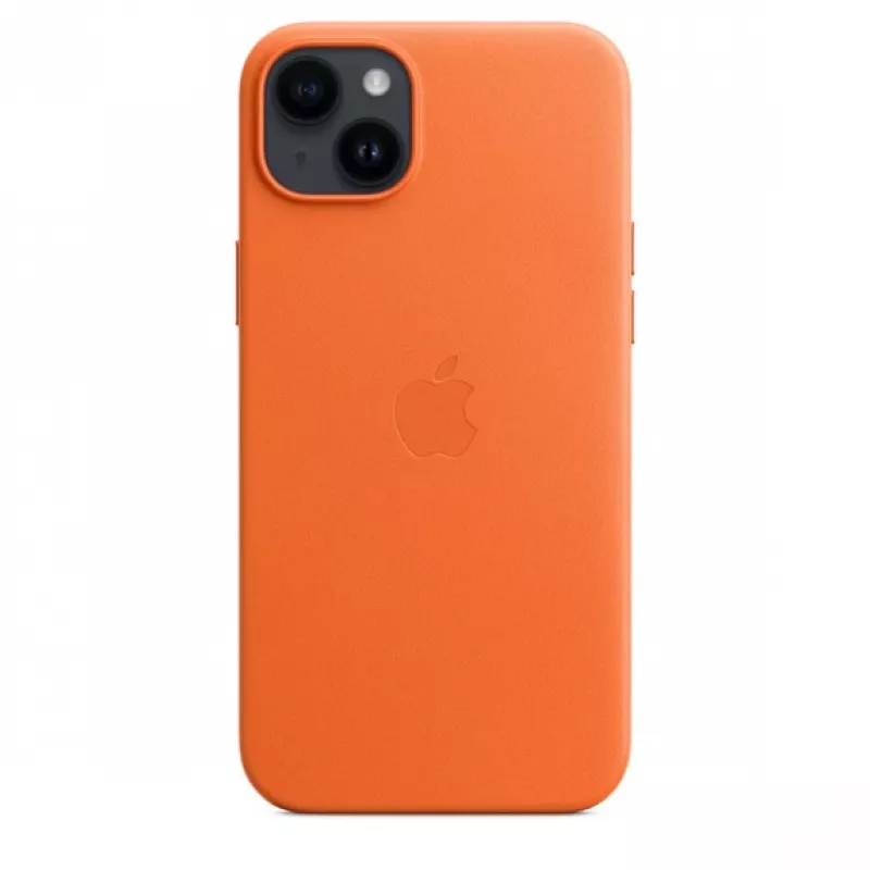 Capa de pele Apple com MagSafe iPhone 14 Plus laranja