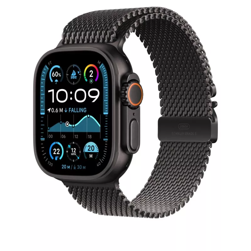 Pulseira milanesa de titânio preta Apple 49mm - Small