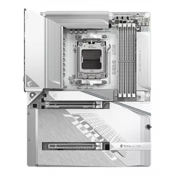 Placa-mãe GIGABYTE B850 AORUS STEALTH ICE ATX para AMD Socket AM5 — B850, 14+2+2 VRM, DDR5 até 8200 MHz (OC), 2×PCIe5, 2×PCIe4 M.2, Wi‑Fi 7, 5GbE