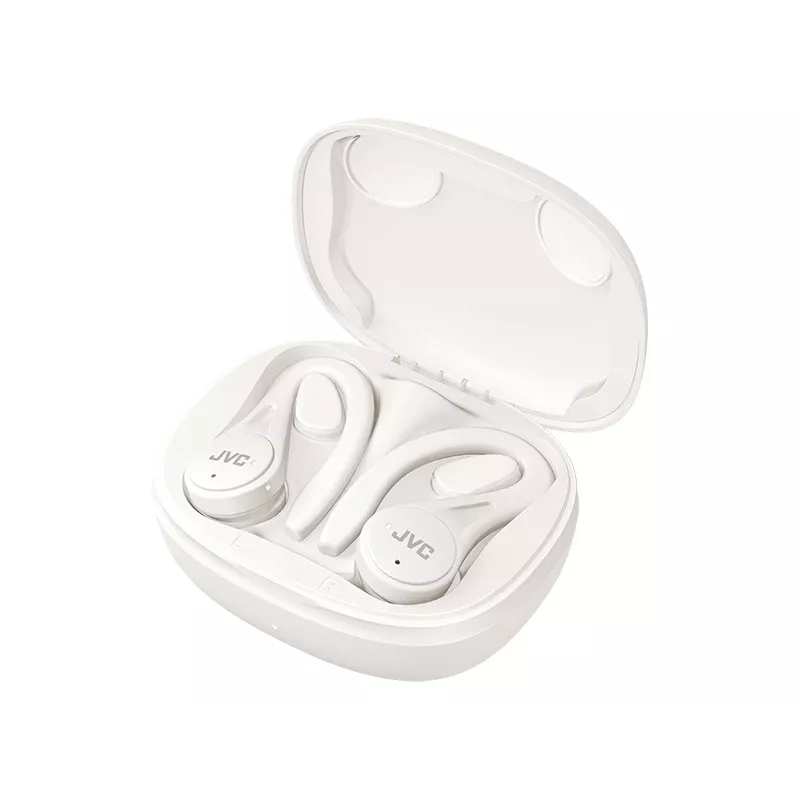 JVC HA-EC25T-W-U auriculares desportivos True Wireless intra-auriculares com microfone, Bluetooth, com gancho para a orelha, chamadas/música, brancos