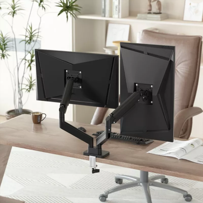 Braço duplo de monitor ajustável para montagem em secretária GEMBIRD 17-32 polegadas, preto