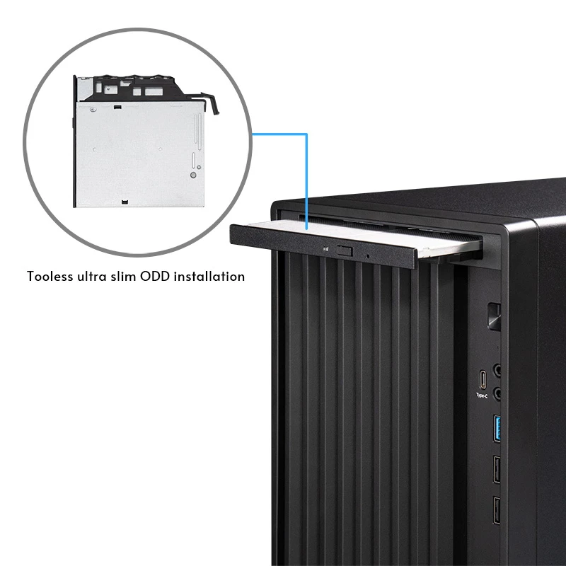 Caixa de PC CHIEFTEC BS-20B-OP Midi Tower, preto, microATX/Mini-ITX, 2x 3,5 polegadas, GPU máx. 27 cm, 1x baía 5,25 polegadas, USB-C