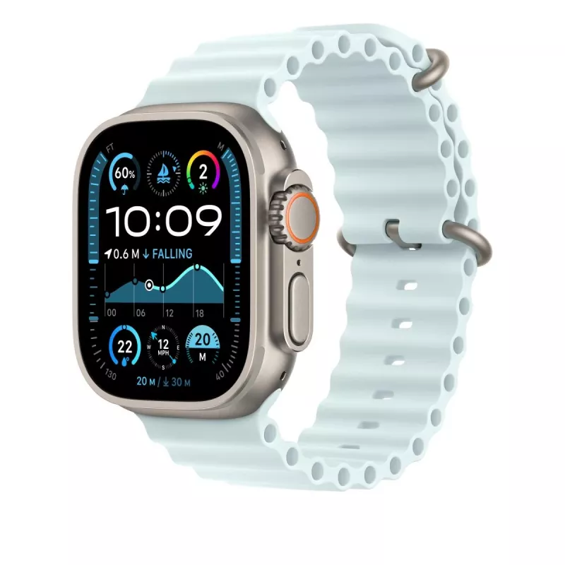 Extensão de pulseira Ocean APPLE 49mm Ice azul - acabamento titânio natural