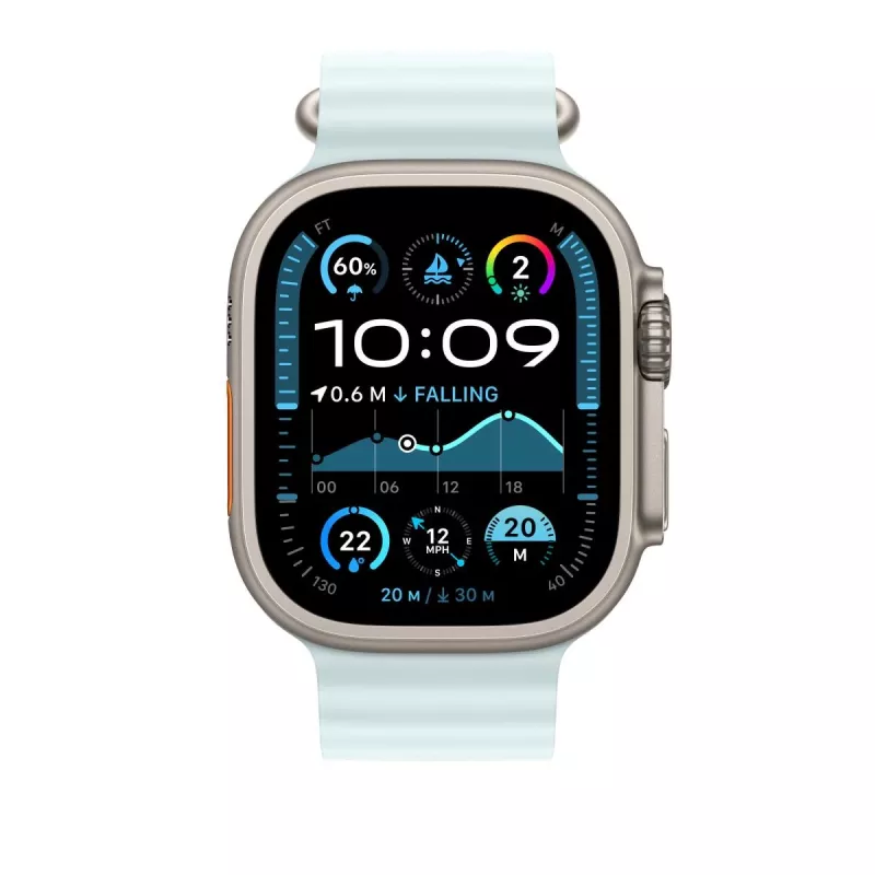 Extensão de pulseira Ocean APPLE 49mm Ice azul - acabamento titânio natural