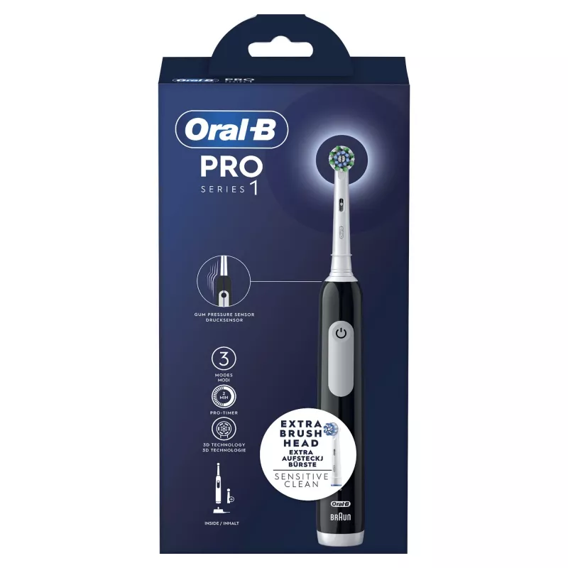 Escova de dentes oscilante Oral-B Pro Series 1 para adulto preta, branca